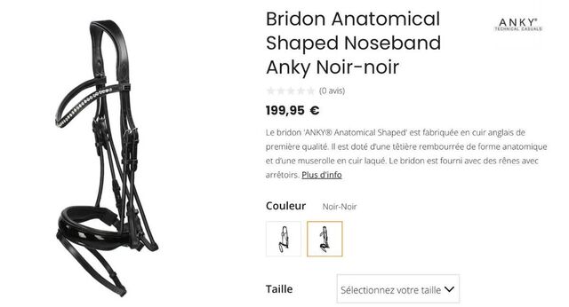 Bridon dressage Anky anatomique noir con