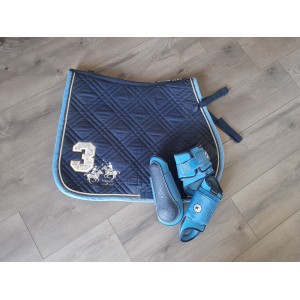 Ensemble tapis et guêtres bleu Marine et bleu ciel