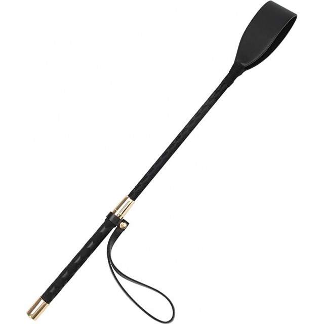 Horse Whip with PU Leather Equestrianism Horse Crop Double Slapper Horse Whip Black Crops for Horses