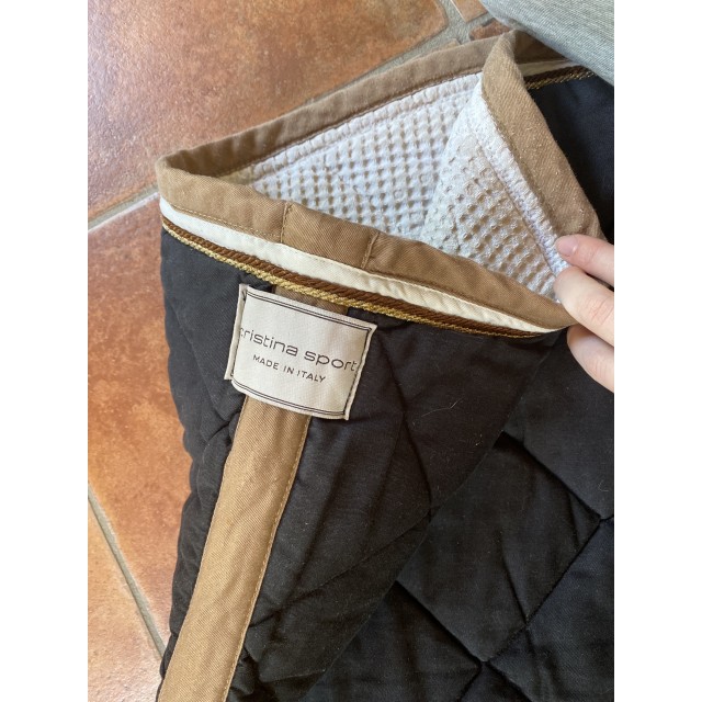 ensemble tapis de selle et bonnet noir et beige sport