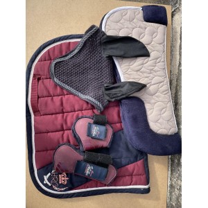 Ensemble complet bordeaux et bleu taille cheval