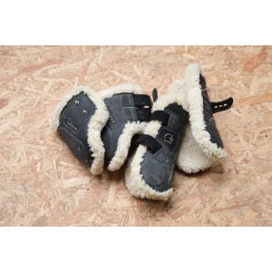 Guêtres protèges boulets Epona noir mouton naturel cob cheval