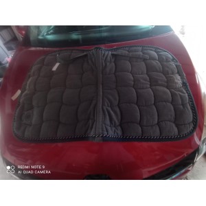 Tapis + bonnet BR gris liseré bleu