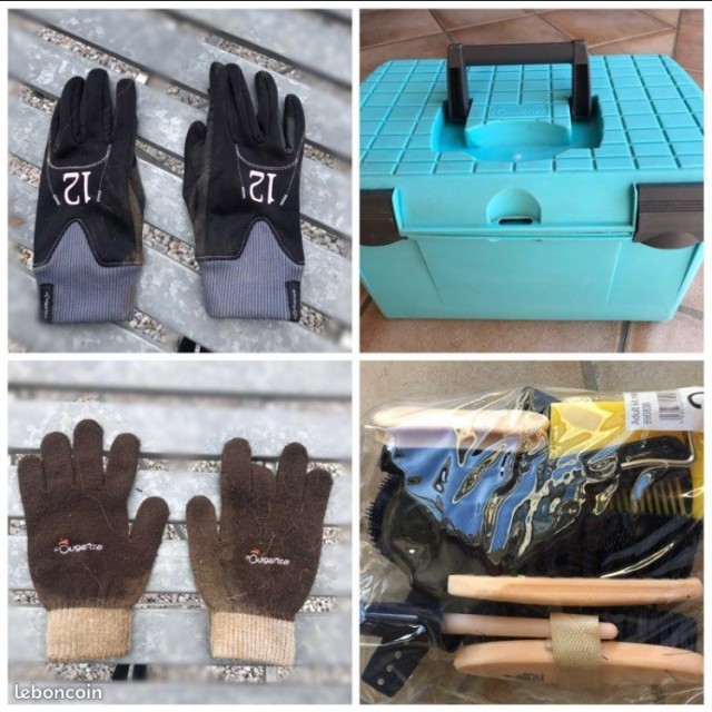 Boîte de pansage/brosses/gants