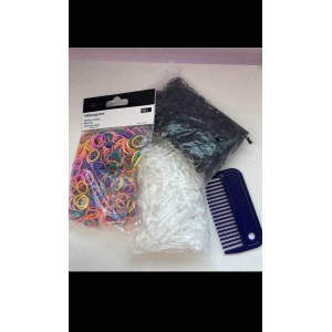 lot de 3 paquets d’élastique et 1 peigne